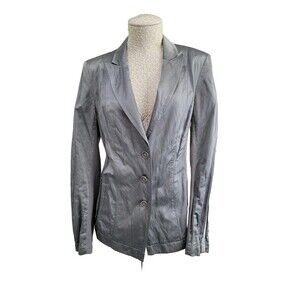 LM Women's Size 40 Marc Aurel Shiny Gray 3-Button Suit Coat Light Weight Jacket